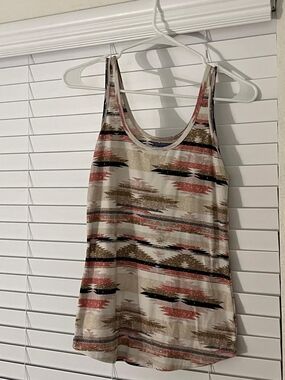 No Boundaries Aztec Stripe Tank Top - Beige, Rust & Black